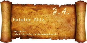 Heimler Aliz névjegykártya